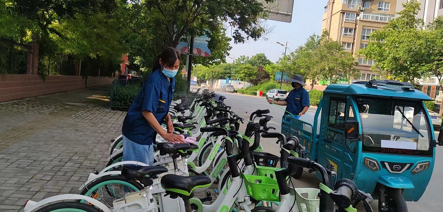 共享助力車每兩小時消殺一次，守護市民出行安全